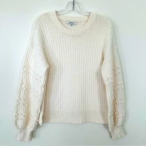 Madewell Women's Bubble Popcorn Sleeve Sweater Cotton Ivory Size M